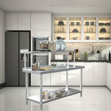 Stainless Steel Commercial Catering Table Work Bench Kitchen Worktop Over Shelf