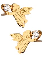 Ohrringe Gold Engel 18K Gelbgold Vergoldet Schutzengel Damen Ohrstecker