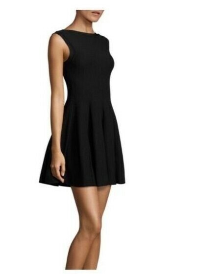 ALICE + OLIVIA Women's Rema Textured Black Ponte Fit & Flare