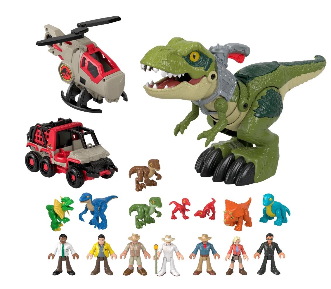 Imaginext Jurassic Park World Camp Dinosaur Recon T-Rex Dinosaur Pursuit 19  Pcs