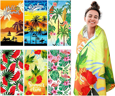 6 Pack Beach Towels Oversized Microfiber Hawaiian Towels 35 X 70