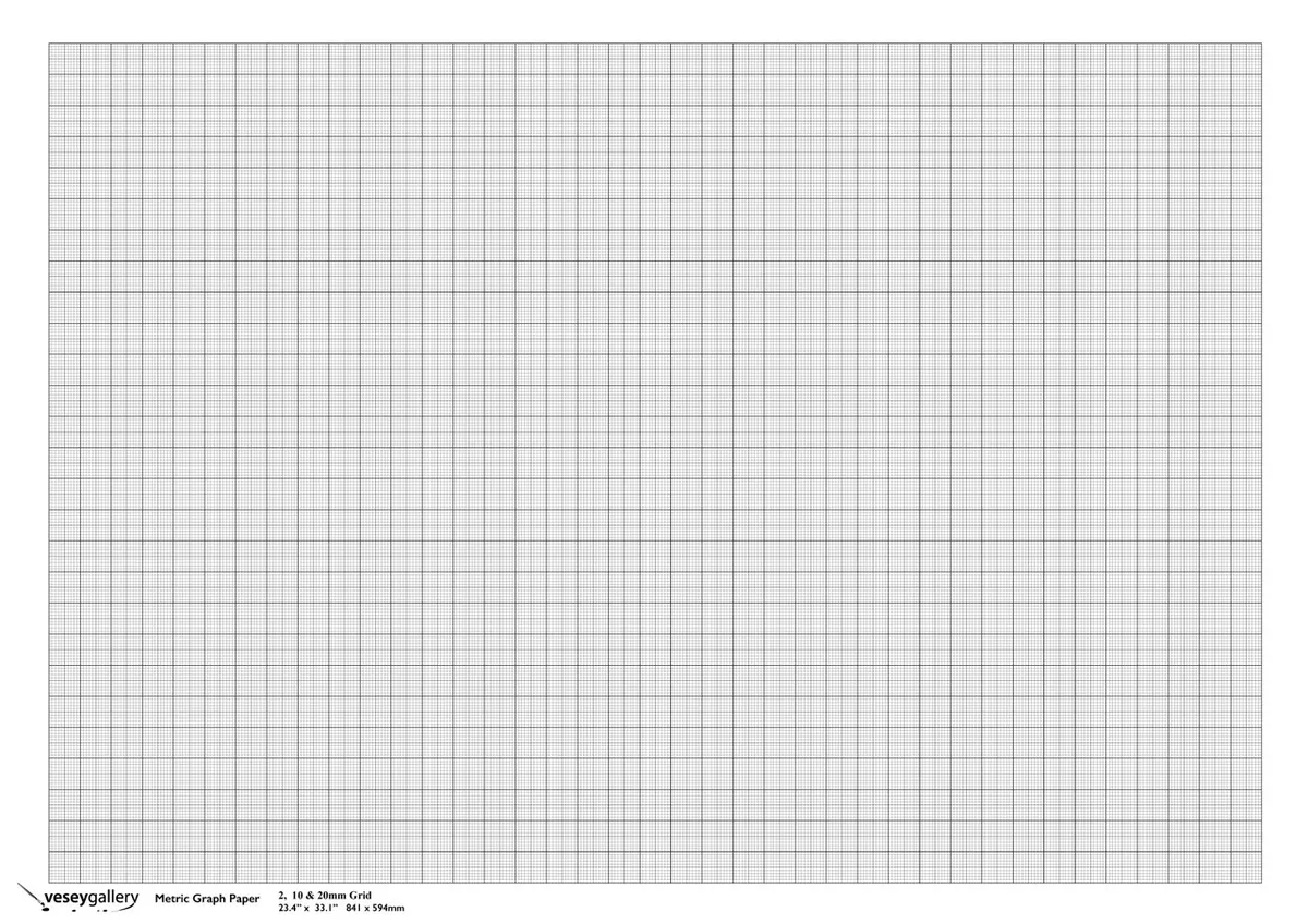 Metric Graph paper A1 2, 10 & 20mm Grid 100gsm paper. Pack of 5 Sheets