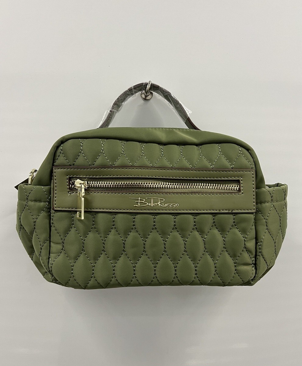 Bella Russo Quilted Crossbody Bag Sage Green New W/Tags with Canvas  Cover