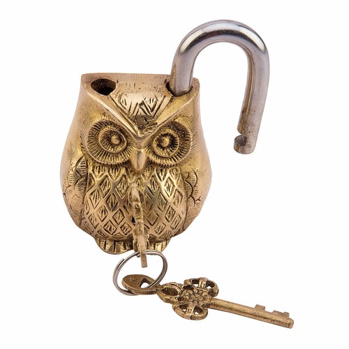 Antique Style Home Door Lock Fancy Owl Lock and Key Functional Vastu Symbol - 第 4/4 張圖片