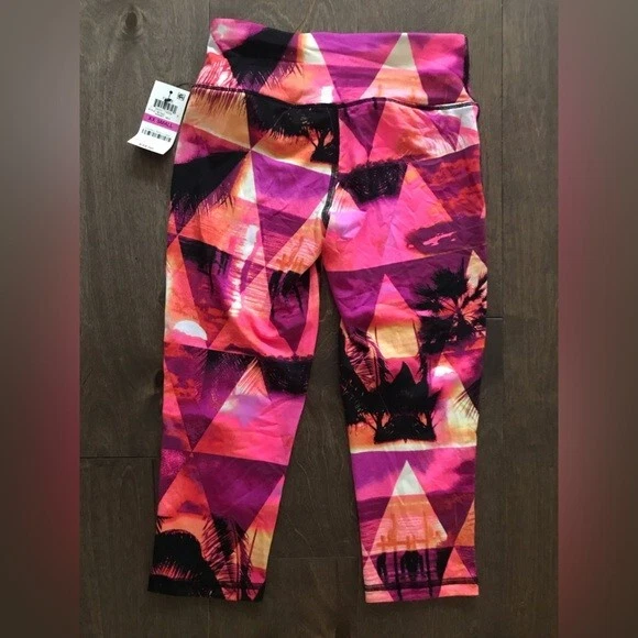 Material Niña Mujer Atlético Puesta de Sol Geo Estampado Leggings, Talla XXS Foto 3 de 4