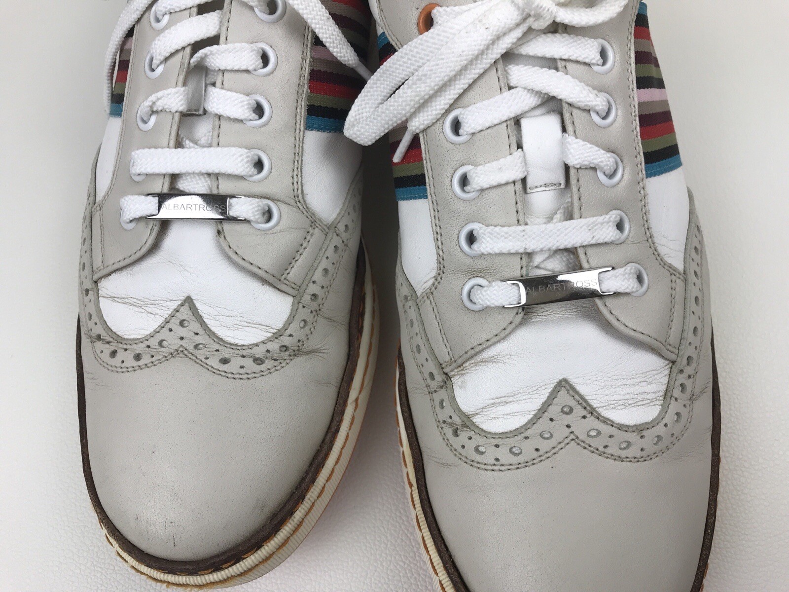 Royal Albartross Golf Shoes Leather Spikeless Crew White Men 9 Italy No