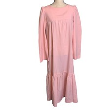 Handmade Dress Womens Medium Pale Pink Modest Zip Back House Dress Vintage