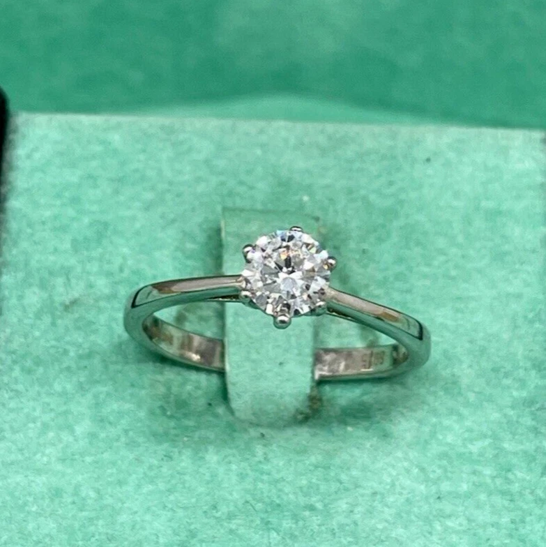 Solitario Donna Anello fine puntoluce naturale in argento 925 misura 13 italiana - Immagine 3 di 4