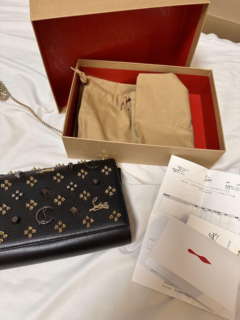 新品 Christian Louboutin Paloma コンパクトウォレット Paloma - Chain wallet - Grained calf leather and spikes