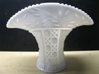 Vintage White Milk Glass Large Fan Vase Beautiful Pattern Excellent Condition