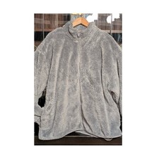 NWT Victorias Secret PINK Grey Sherpa teddy Fleece Full Zip Jacket XXL cozycore