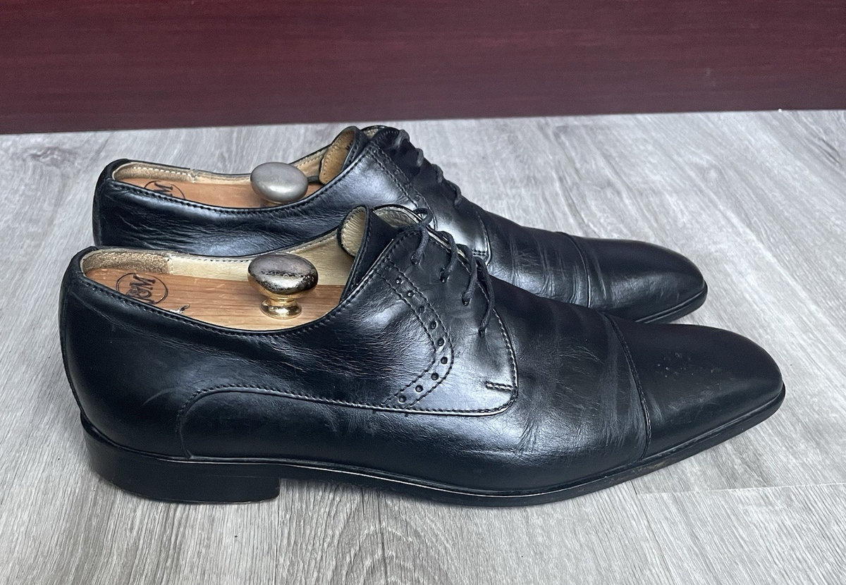 Mercanti Fiorentini Black Leather Medallion Cap Toe Derby Shoes Men\'s 10 Italy‎ mercanti fiorentini products for sale | eBay main image 3