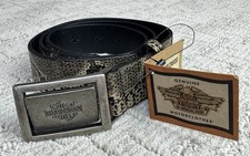 Harley Davidson Belt Size 36 Leather 2 Way Buckle Snakeskin Animal Bikercore