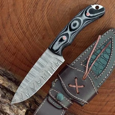 9.5" Hand Forged Damascus Custom Micarta Handmade Hunting Skinner Camping Knife