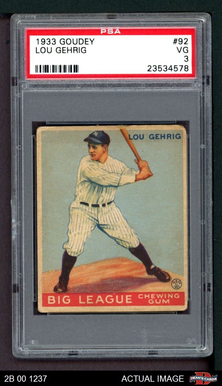 1933 Goudey #92 Lou Gehrig Yankees HOF PSA 3 - VG