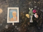 VTG Barbie Susy Goose Vanity Framed Ken Portrait Photo 1" x 1.25" & Vase Flowers