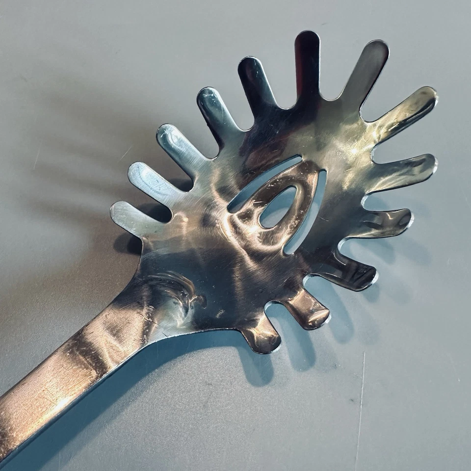 Vtg Spaghetti Serving Spoon Slotted Stainless Kitchen Utensil Italy 14” VGC - Image 4 of 4