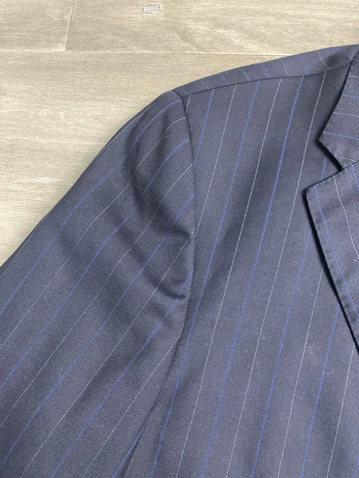 Polo por Ralph Lauren Hecho en Italia 2 Botones Rayas Lana Traje 46 R Pantalones 38x30 Foto 4 de 4