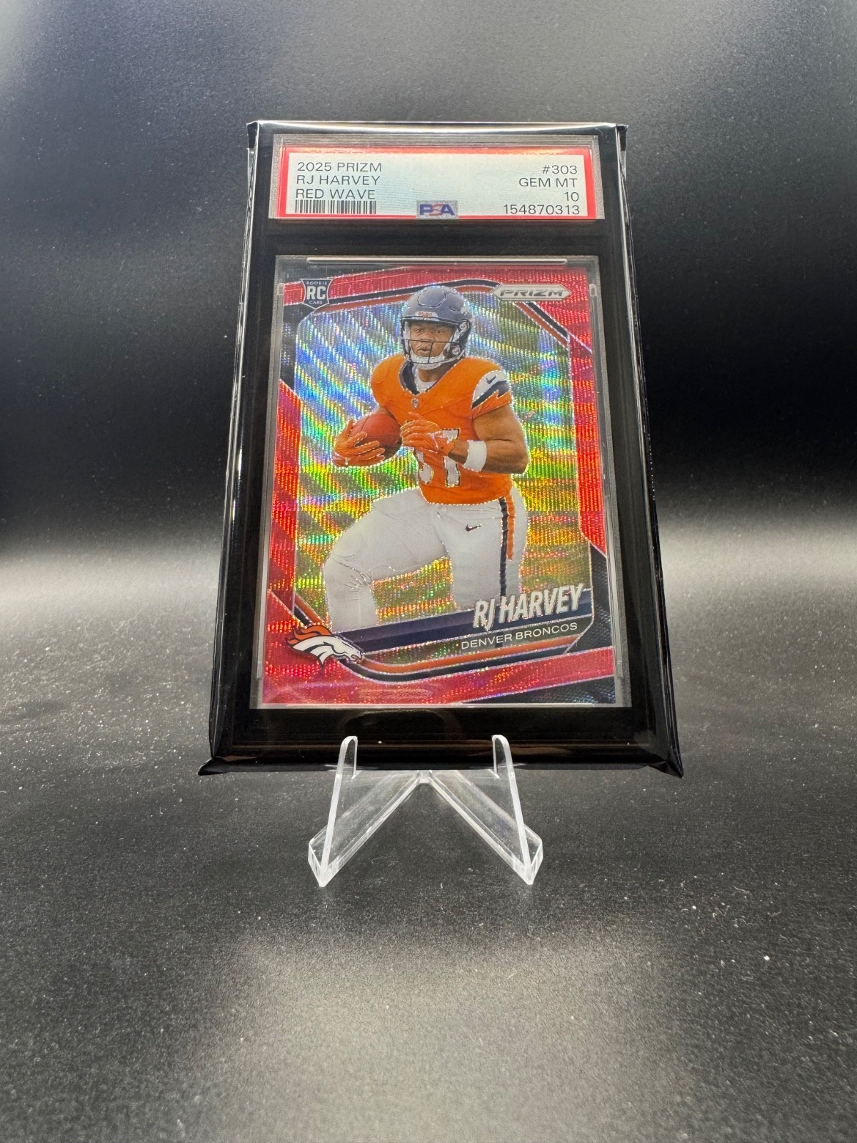 2025 Panini Prizm RJ Harvey #303 Red Wave Prizm /149 (RC) GEM MINT PSA 10