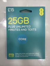 EE Sim Card £15 Pack 25GB Data Unlimited Calls SMS Pay As You Go Multi SIM 30day