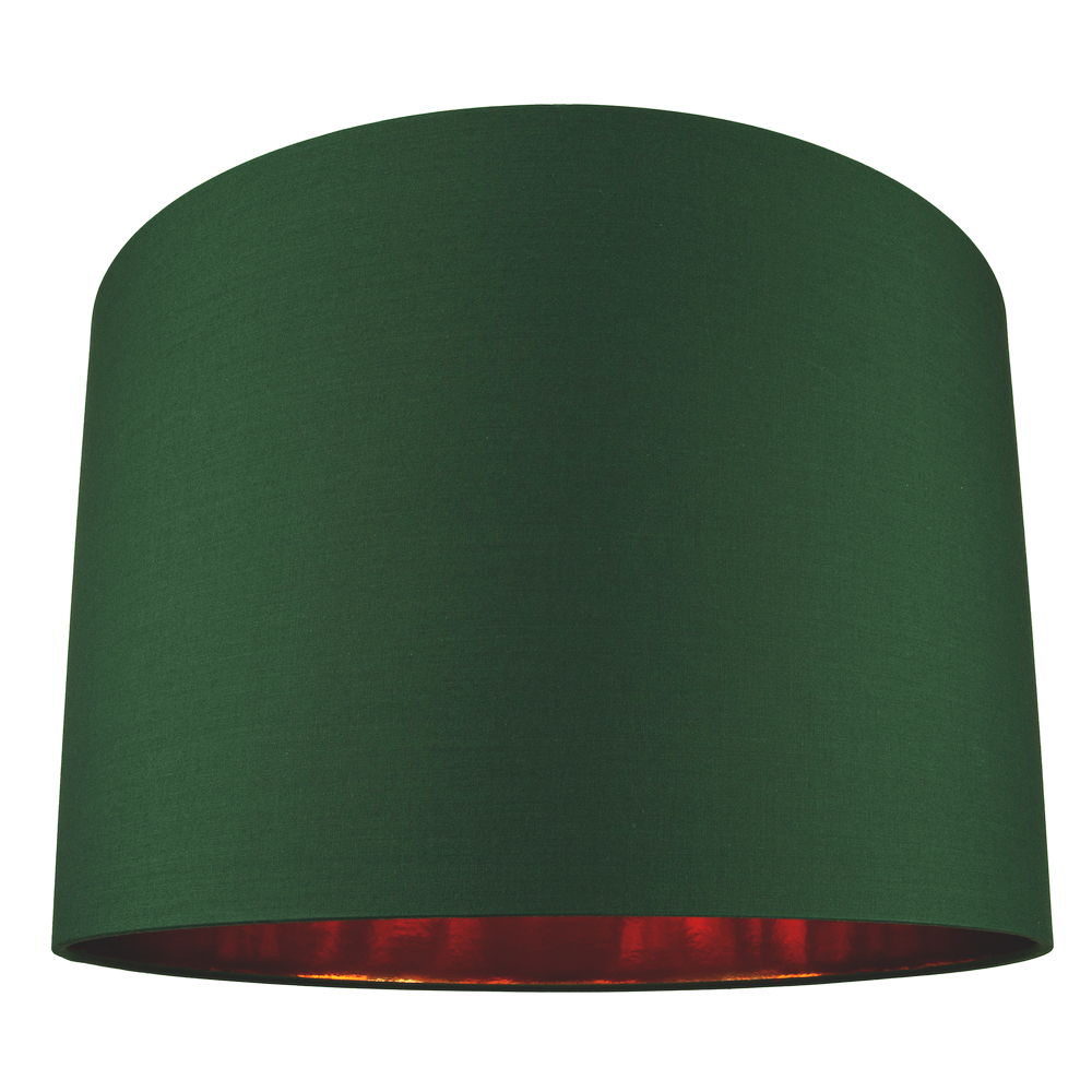 Modern Forest Green Cotton 16"" Floor/Pendant Lamp Shade with Shiny Copper Inn...