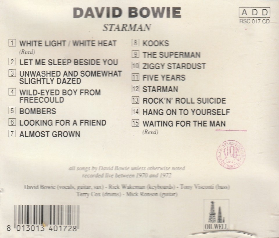 DAVID BOWIIE - STARRMAN. JAPAN. MICK RONSON. RICK WAKEMAN | eBay