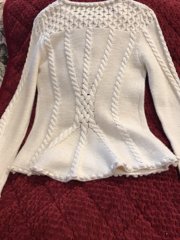 Cárdigan Anthropologie Laureate Lane Cable Mediano Cintura Ajustada Mangas Acampanadas Foto 3 de 4