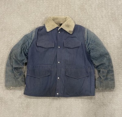 1970s Sherpa Lined Denim Collar Jacket size Large Frostline Kit Made in USA