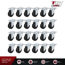 24 Pack 2 Swivel Caster Wheels Rubber Base With Top Plate Bearing Heavy Duty