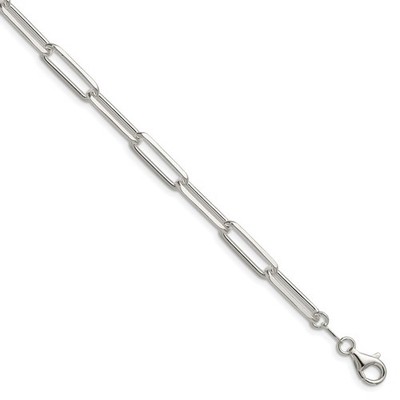 925 Sterlingsilber 5,5 mm Diamantschliff Büroklammer Kette Armband 8 Zoll
