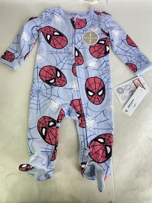 Marvel Spider-Man Baby 0-3 Months Footed Pajamas 1 Piece Sleep Play 2 Way Zip