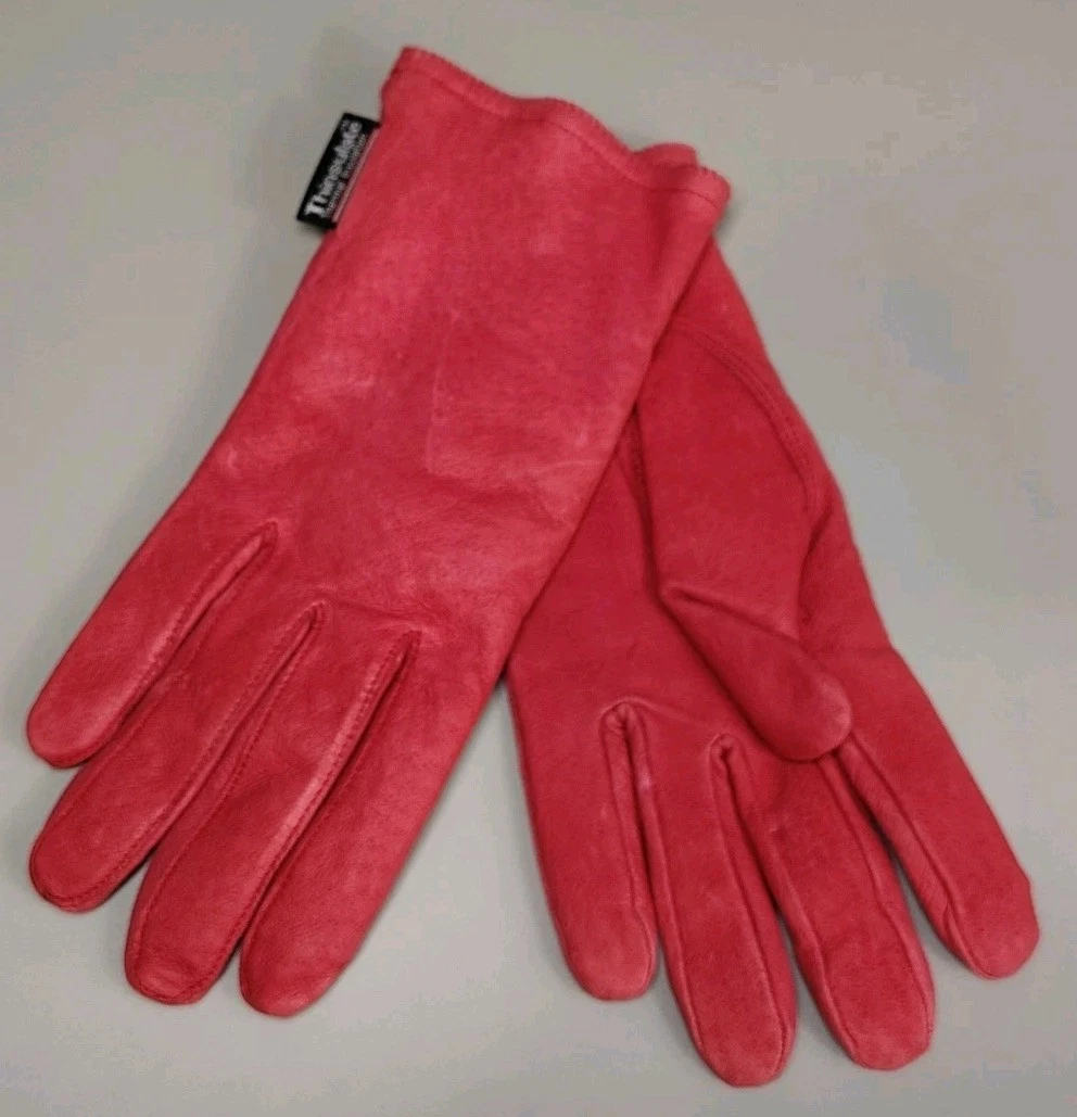 Thinsulate Thermal Pink Leather Lined Ladies Gloves NWOT Large