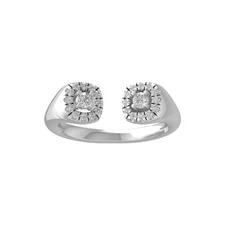 Sterling Silver 0.25Ct Lab Grown Diamond Bypass Ring Size 6 For Women 3.09gm