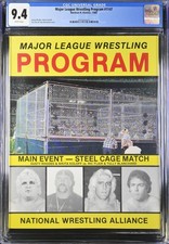 RARE NWA Wrestling 1986 Steel Cage live event program graded CGC 9.4 WHITE Pages