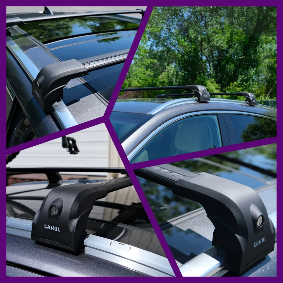 Barras transversales para portaequipajes de techo ERKUL para Buick Encore 2013-2022 para rieles empotrados negras Foto 3 de 4