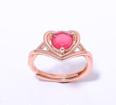 Ruby (Lab-Created) Rose Gold Plated Solitaire Ring Adst. (6)