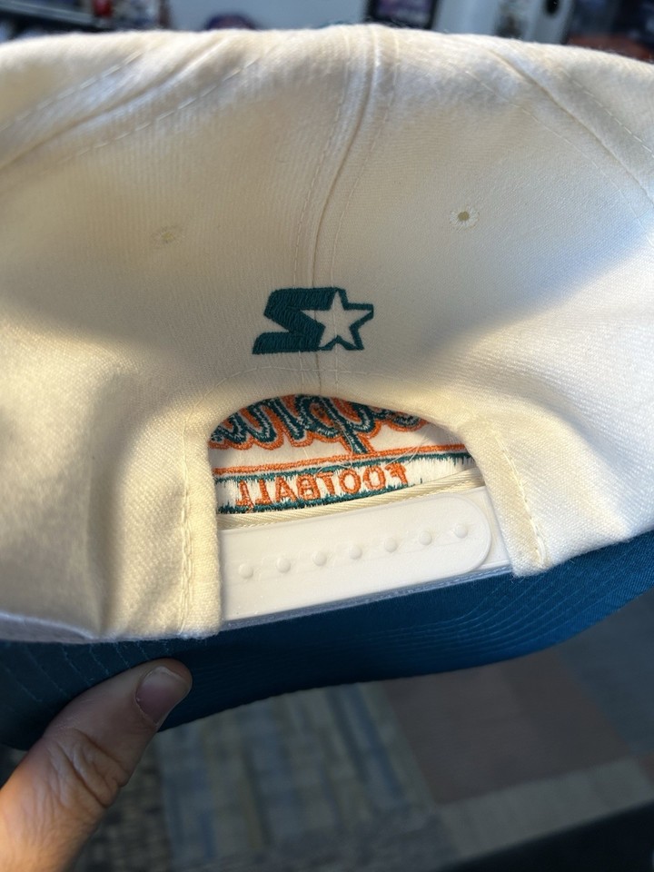 Vintage Miami Dolphins Football NFL Script Snapback Hat Starter Rare ...