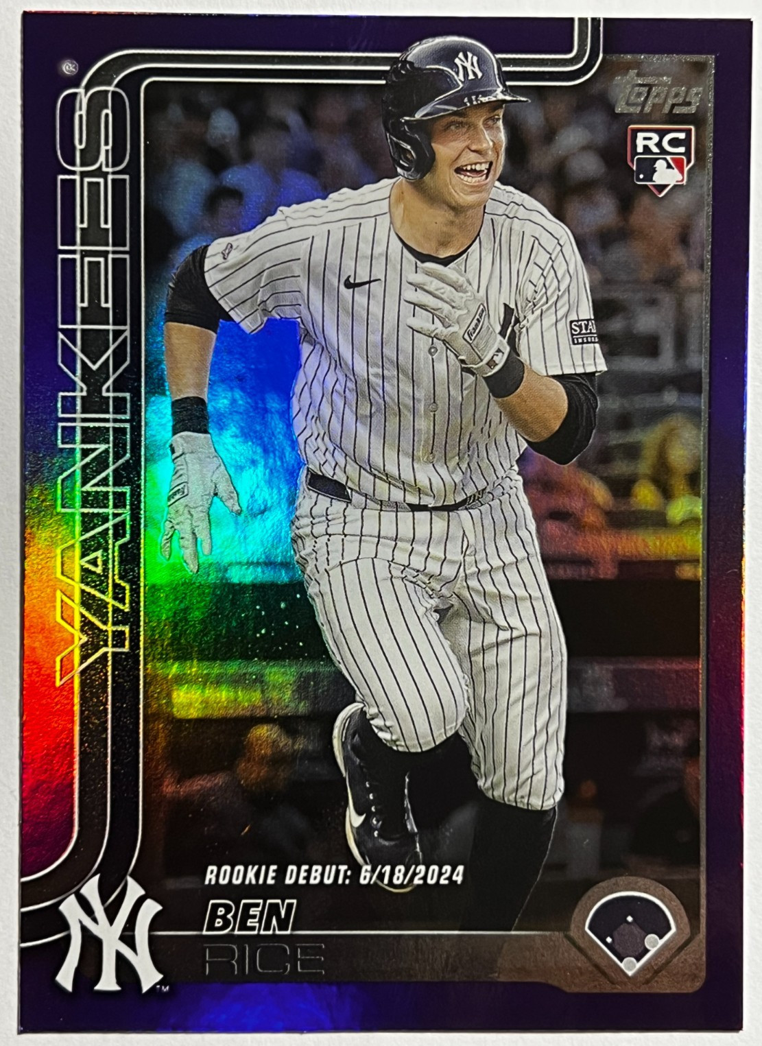 🔥2025 Topps Update Purple Rainbow Foil /250 #US25 Ben Rice RC NY Yankees🔥
