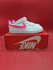 SIZE 1Y- Nike Court Borough Low 2 White Hyper Pink Fuchsia Glow BQ5451-111