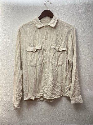 Only & Sons Over shirt Long Sleeve Beige Linen-Cotton Blend Shirt Medium