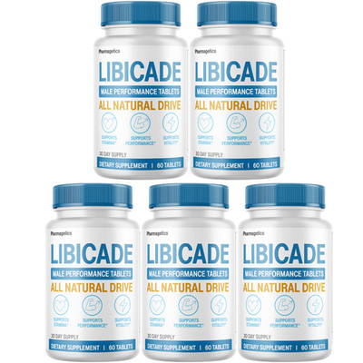 Libicade Male Performance Formula Tablets, (5 Bottles) Official Vitality Support