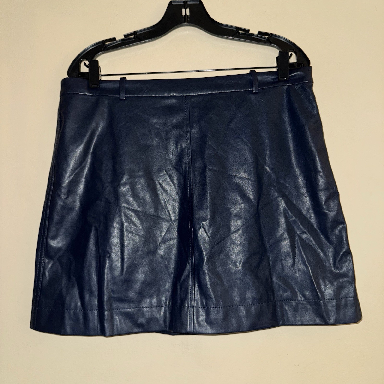 J Crew Navy Blue Faux Leather Mini Skirt Size 14 NWT!