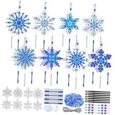  24 Sets Suncatchers Wind Chimes Ornament Window Art Kits, DIY Snowflake Style