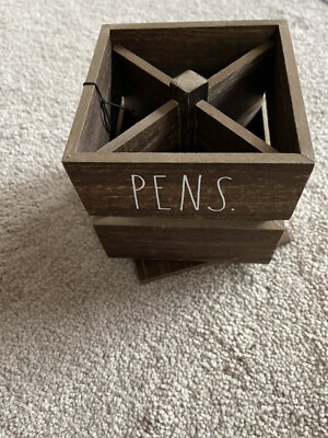 Rae Dunn Nwt Pen/pencil Wooden Desk Organizer | eBay Rae Dunn Desk Wood Organizer PENS PENCILS Large main image 0