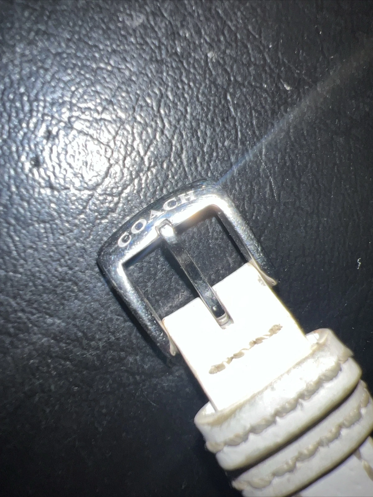 Orologio Pretty Donna Coach Tank Madison Cinturino in Pelle Bianca Batteria Nuova