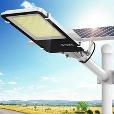3000W Solar Street Light LED IP67 Dusk to Dawn Road Lamp+Pole With Remote Garden