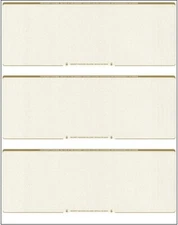250 Blank Check Stock Paper - 3 On A Page Business Check paper - Gold Diamond
