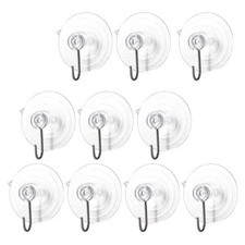10PCS Suction Cups Hooks for Bird Feeder Hooks Outdoor Use Wall Silver