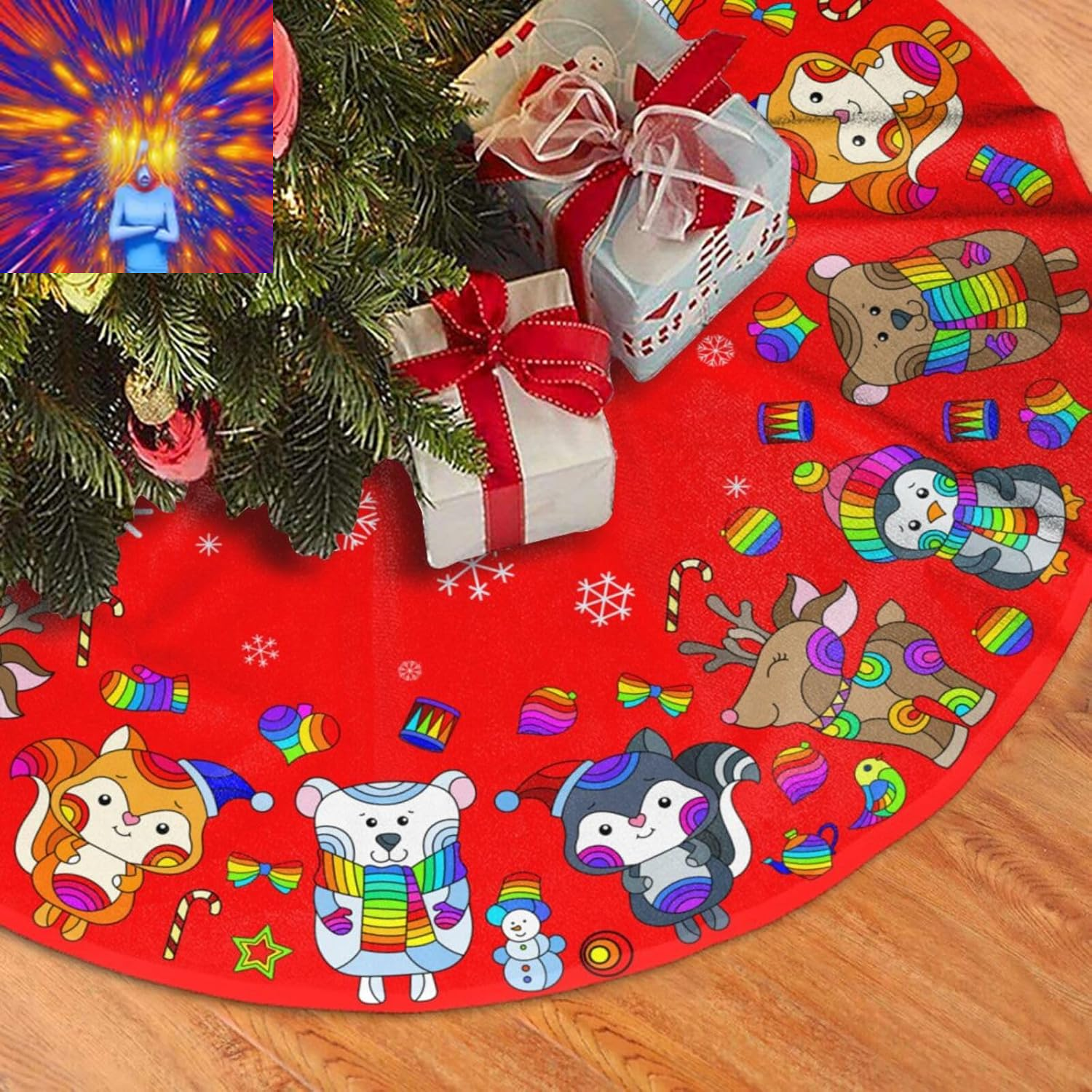 Merry Christmas Christmas Tree Skirt Funny Tree Mat for Farmhouse Xmas Holiday P