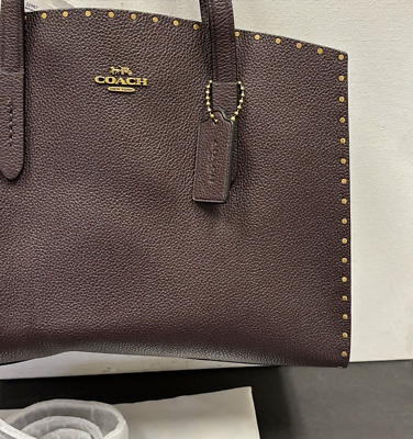 Coach Charlie Carryall Rivets OXBLOOD Crossbody Shoulder Bag 32987
